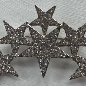 Silver Star with Rhinestones Brooch